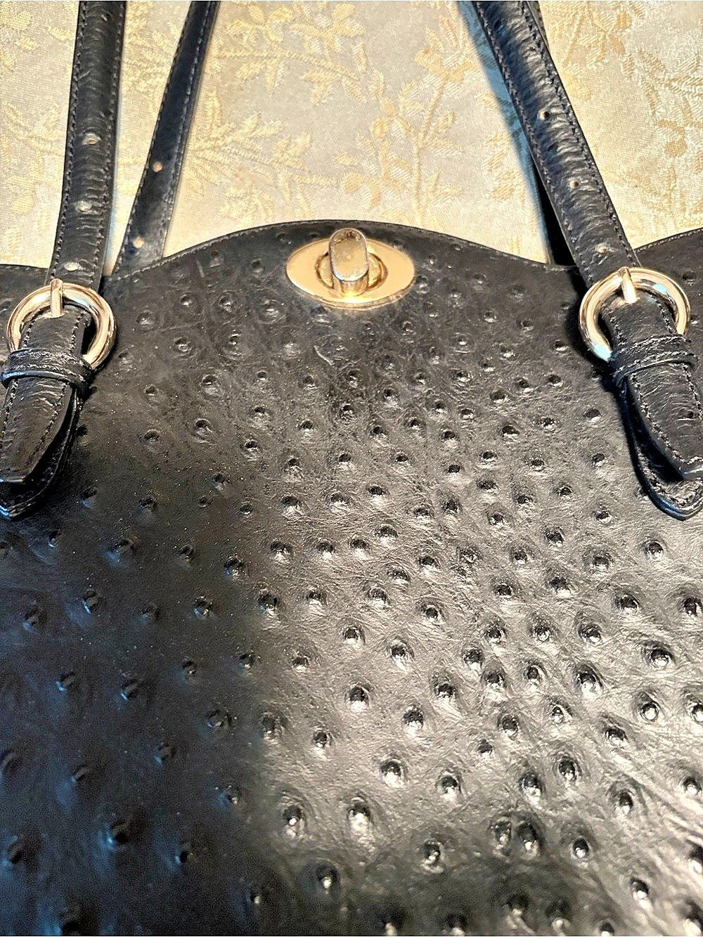 Tosca Blu Black Textured Leather Shoulder Bag